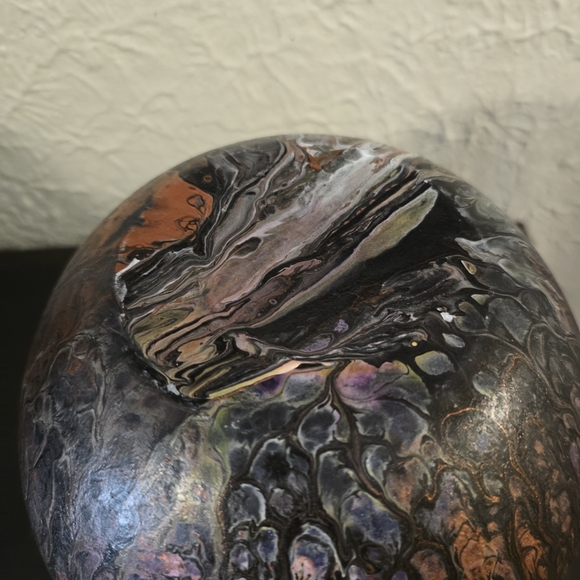 HANDCRAFTED Upcycled Glass Artwork HANDPAINTED Tabletop ART Decor Round Vase - Picture 9 of 17